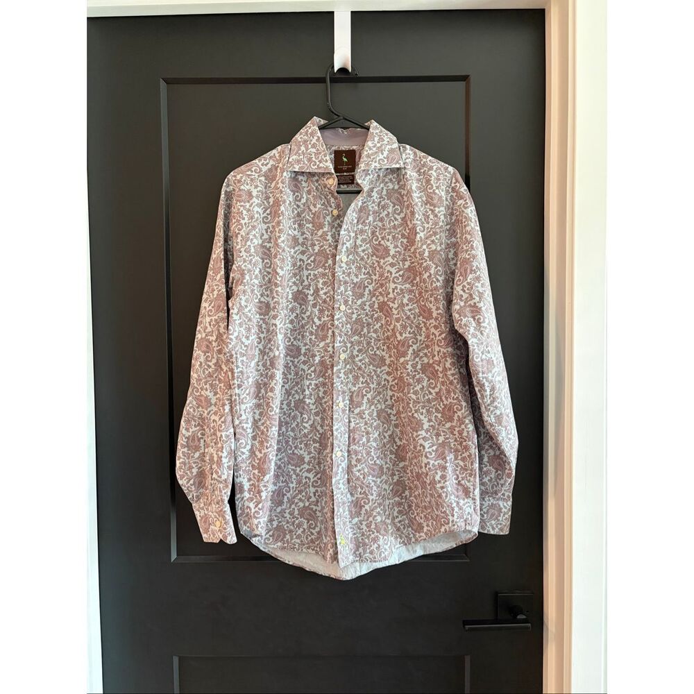 TailorByrd Paisley Dress Shirt Light Blue Cotton 2 Ply Yarn Size M